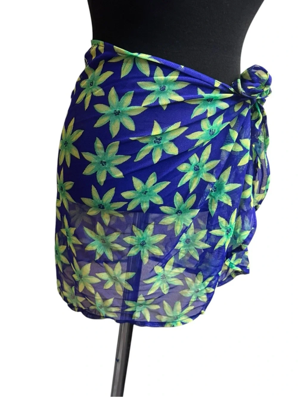 PACIFIC CONNECTIONS Sarong Swimsuit Coverup Skirt Hibiscus Floral Purple Green